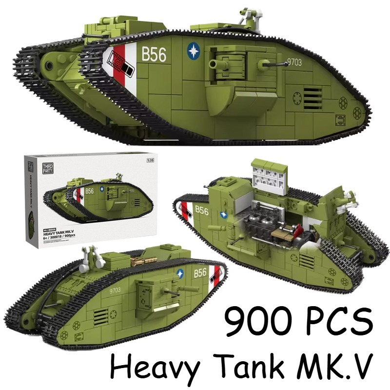 Lego Compatible Military Tank - 900 деталей, тяжелый танк Первой мировой