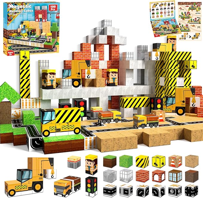 100 шт. магнитные блоки, магни – обзор и цена Magnetic Building Tiles Set 100Pcs
