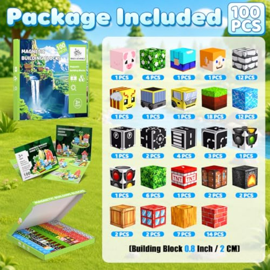 Набор магнитных блоков (100 шт – обзор и цена Magnetic Building Tiles Set 100Pcs